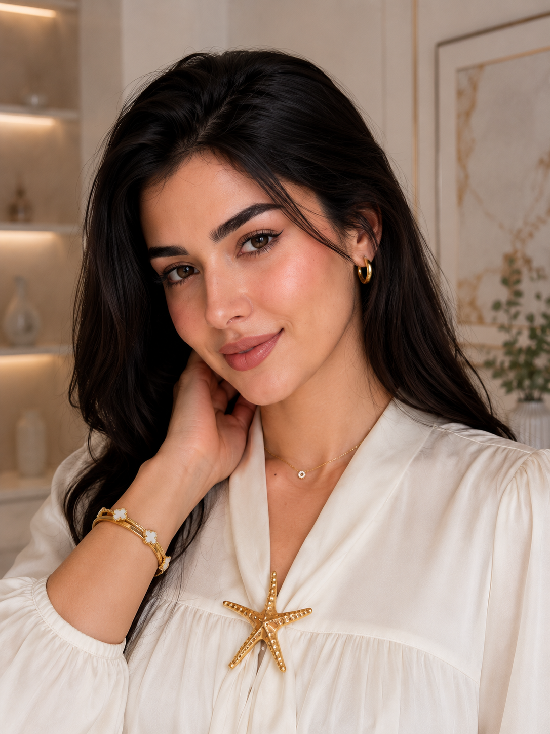 THE PEARL STARFISH SATIN BLOUSE