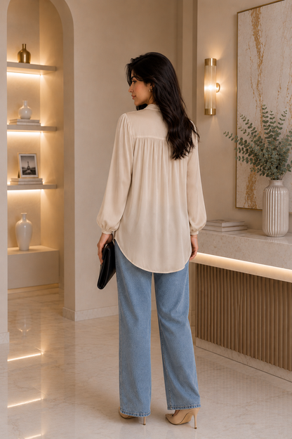 THE CHAMPAGNE STARFISH SATIN BLOUSE