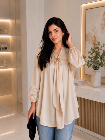 THE CHAMPAGNE STARFISH SATIN BLOUSE