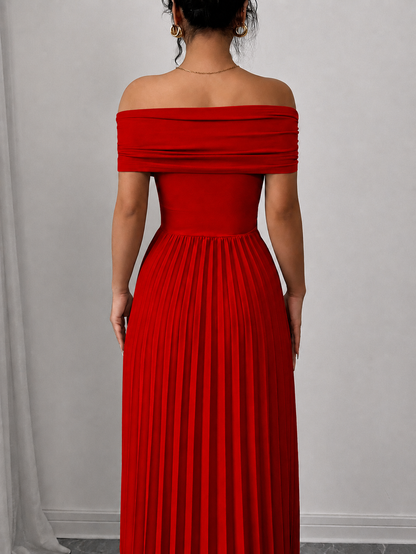 THE SCARLET INFINITE DRAPE PLEATED DRESS