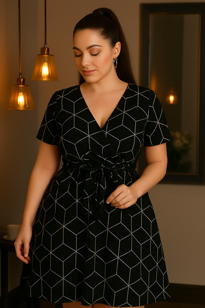 Shein  Geometric Print Elegant Office Dresses
