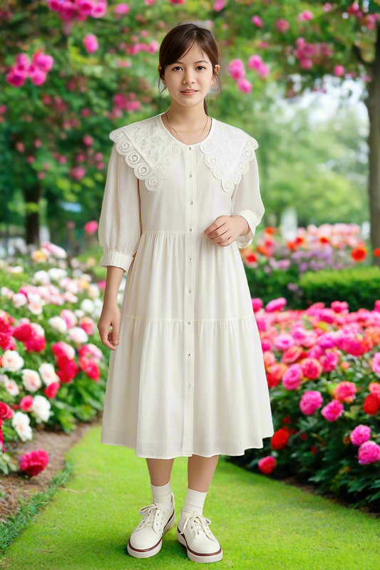 Shein Lace Splice Long Sleeve Dress