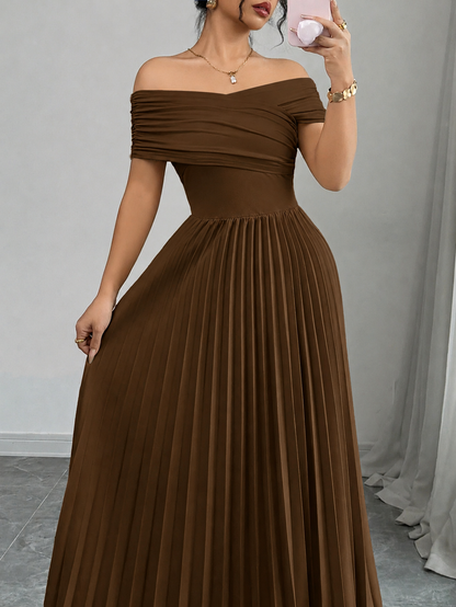 THE CHOCOLATE INFINITE DRAPE PLEATED DRESS