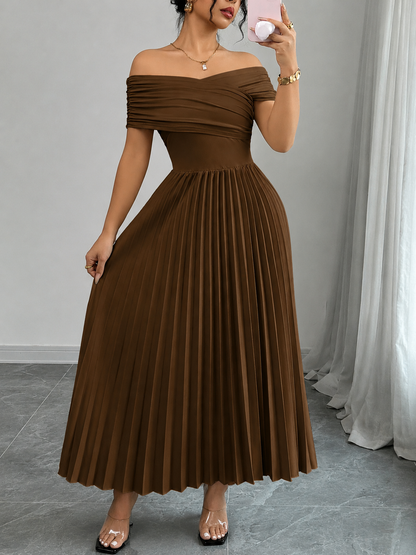 THE CHOCOLATE INFINITE DRAPE PLEATED DRESS