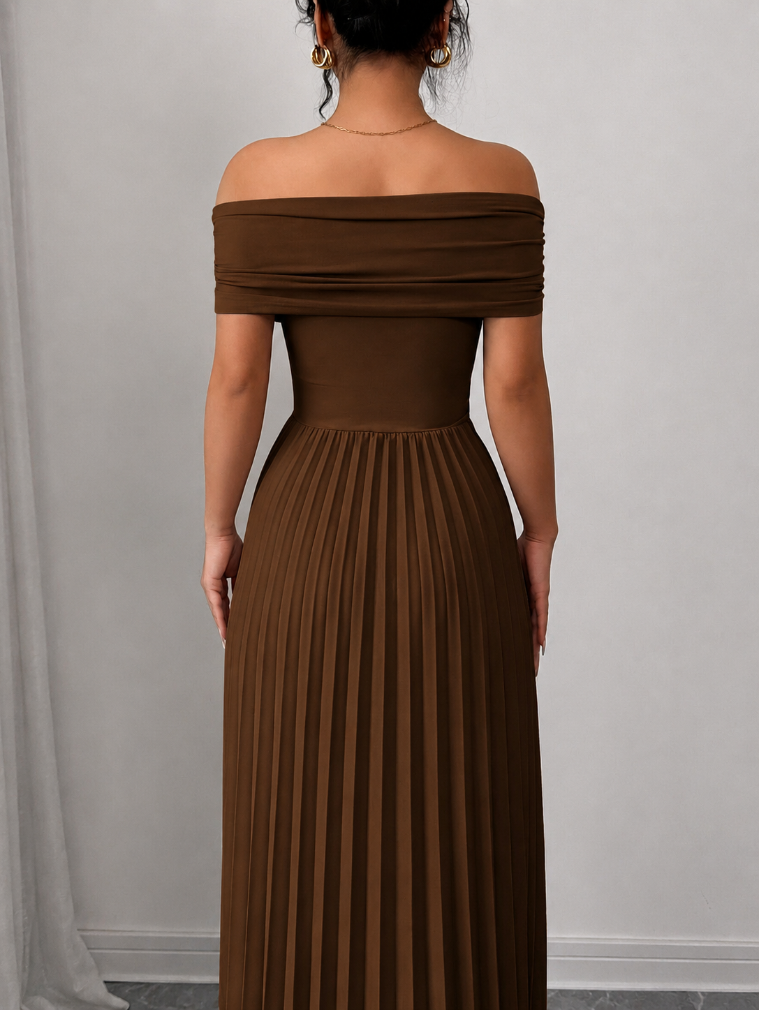 THE CHOCOLATE INFINITE DRAPE PLEATED DRESS