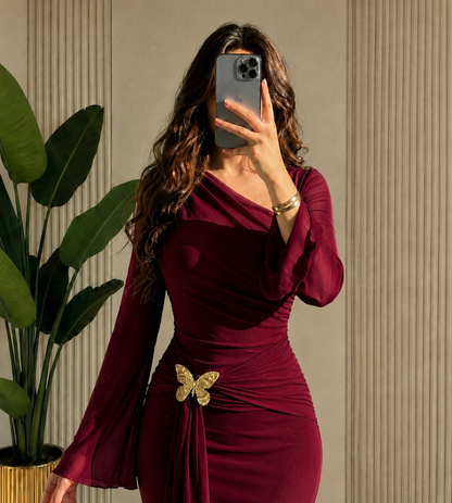 THE BORDEAUX BUTTERFLY GOWN