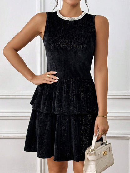 SHEIN - Chiquease Luminous Shimmer High-Neck Bodycon Dress