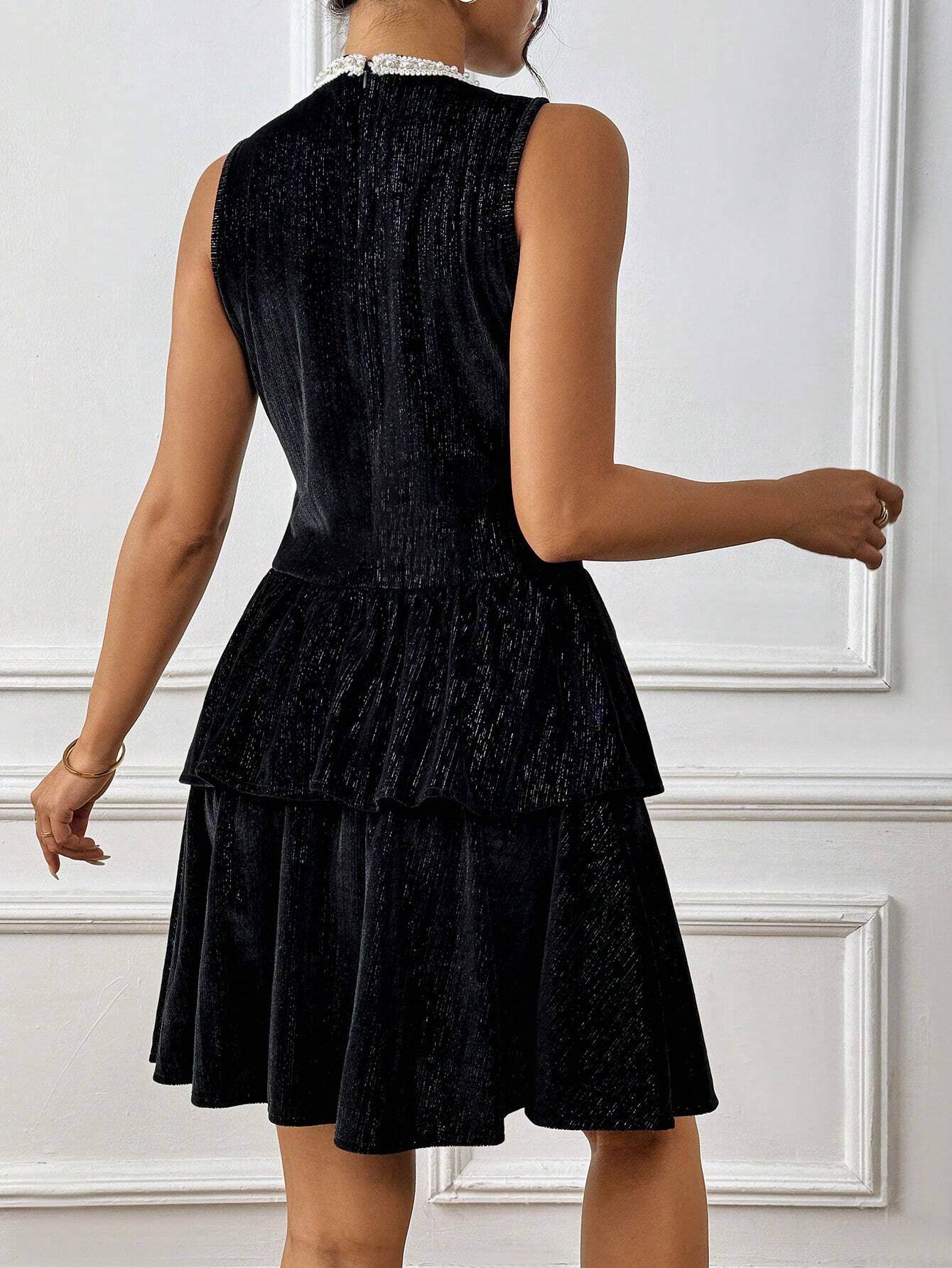 SHEIN - Chiquease Luminous Shimmer High-Neck Bodycon Dress