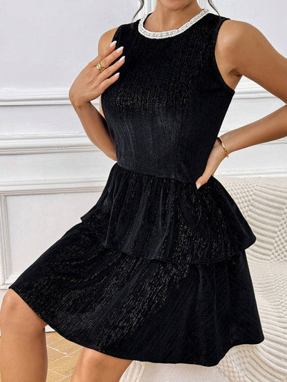 SHEIN - Chiquease Luminous Shimmer High-Neck Bodycon Dress