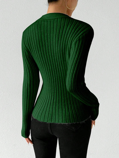 Chiquease Women Solid Color Elegant Fitted Long Sleeve Pullover