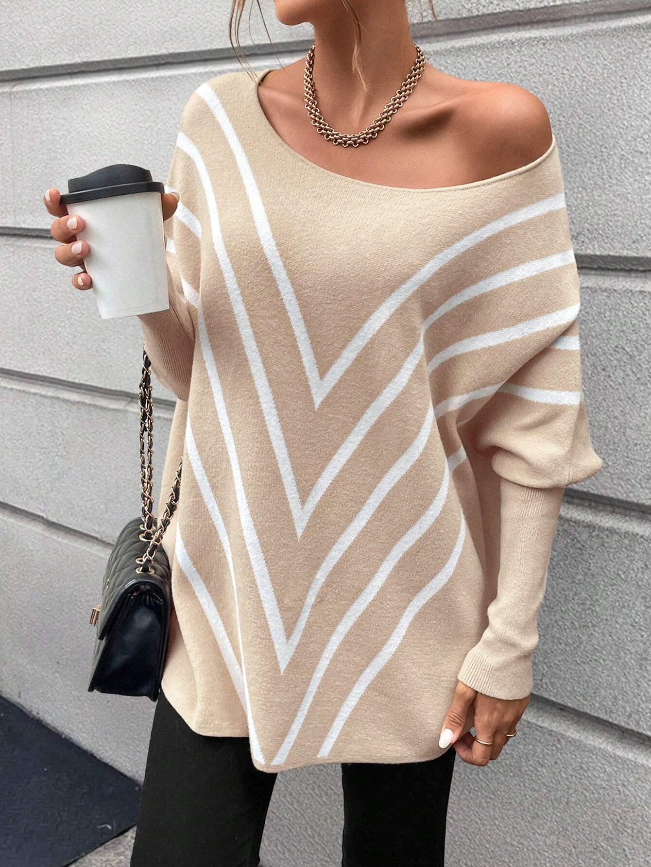 SHEIN Chiquease Oversized Batwing Knit Sweater