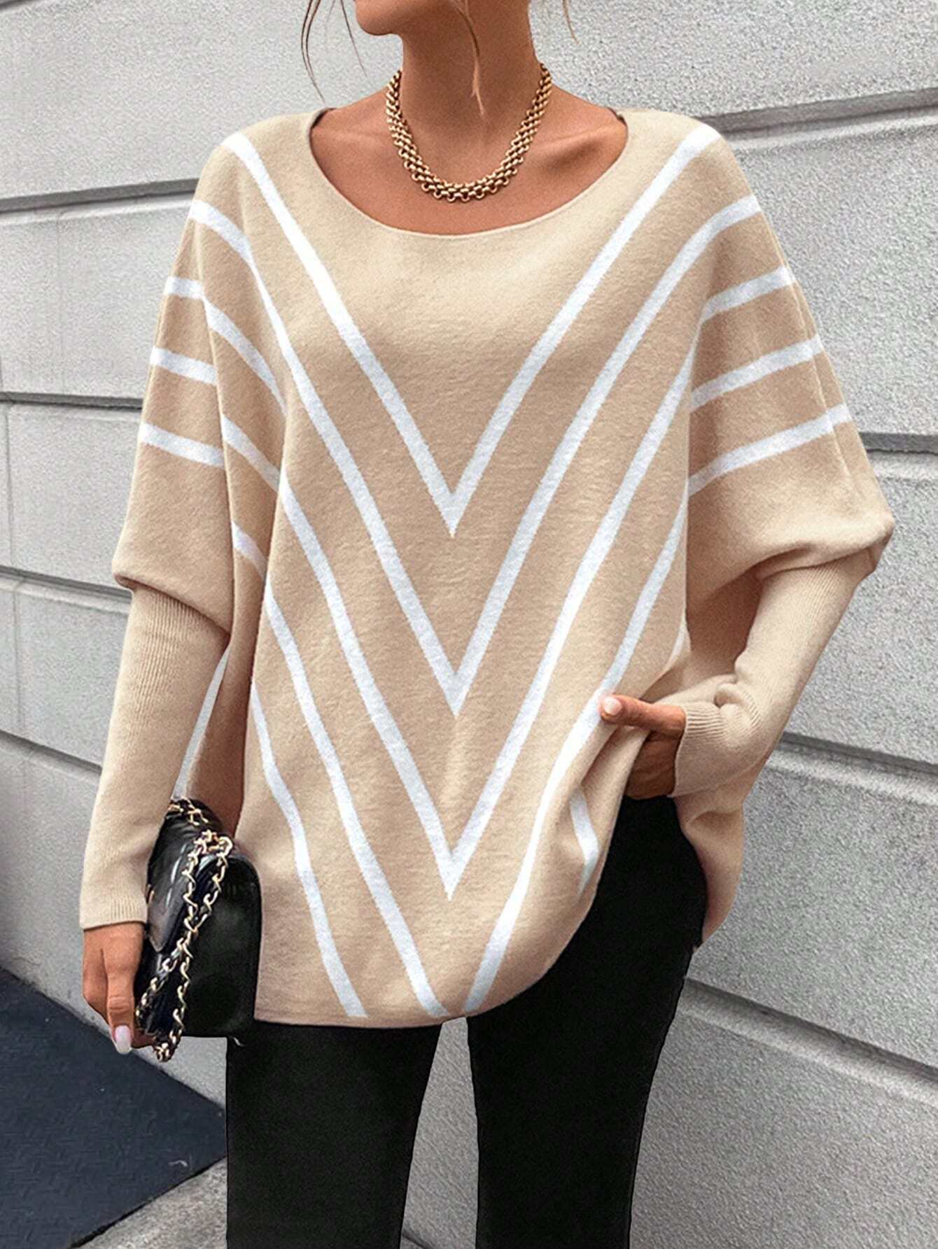 SHEIN Chiquease Oversized Batwing Knit Sweater