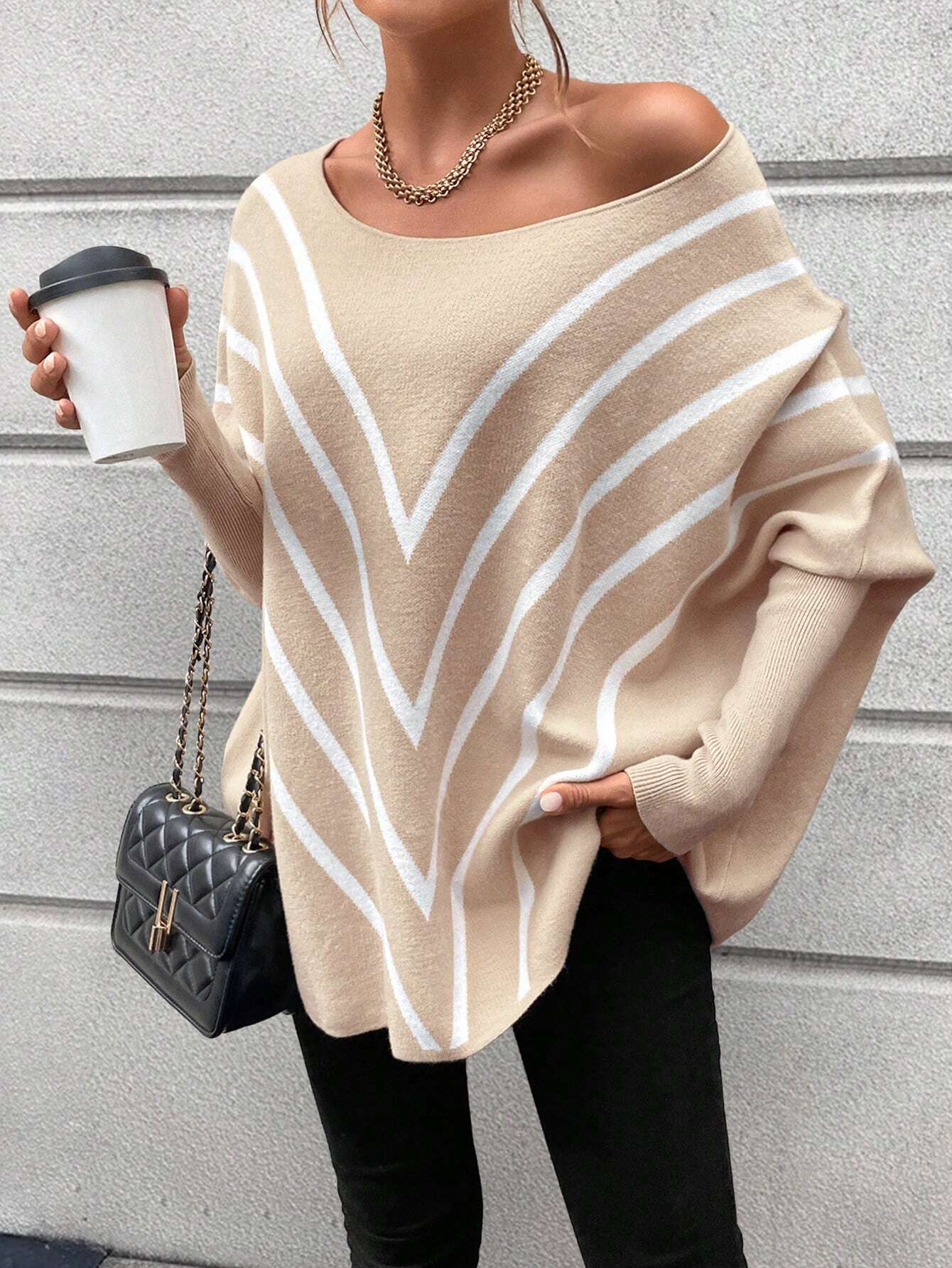 SHEIN Chiquease Oversized Batwing Knit Sweater