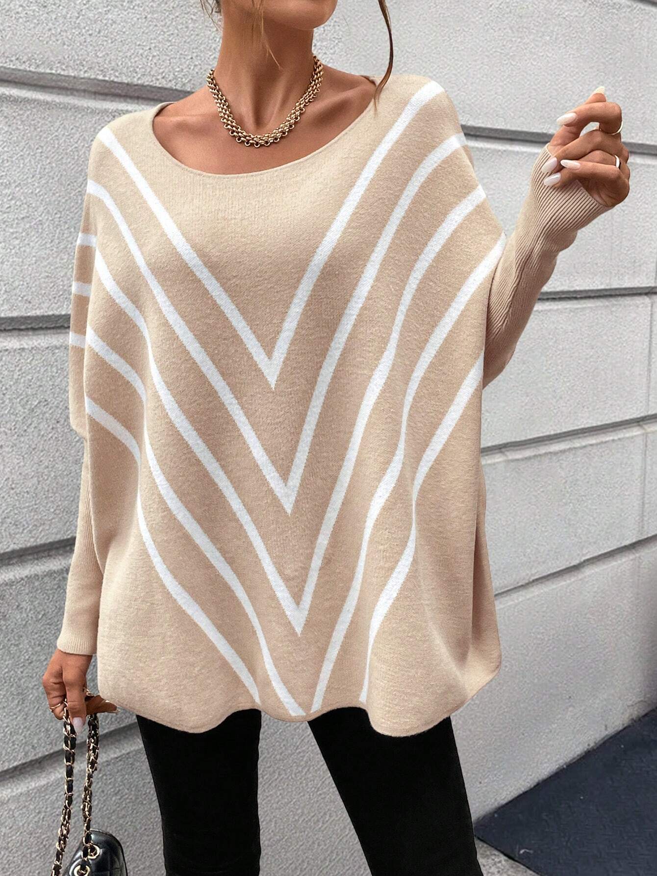 SHEIN Chiquease Oversized Batwing Knit Sweater