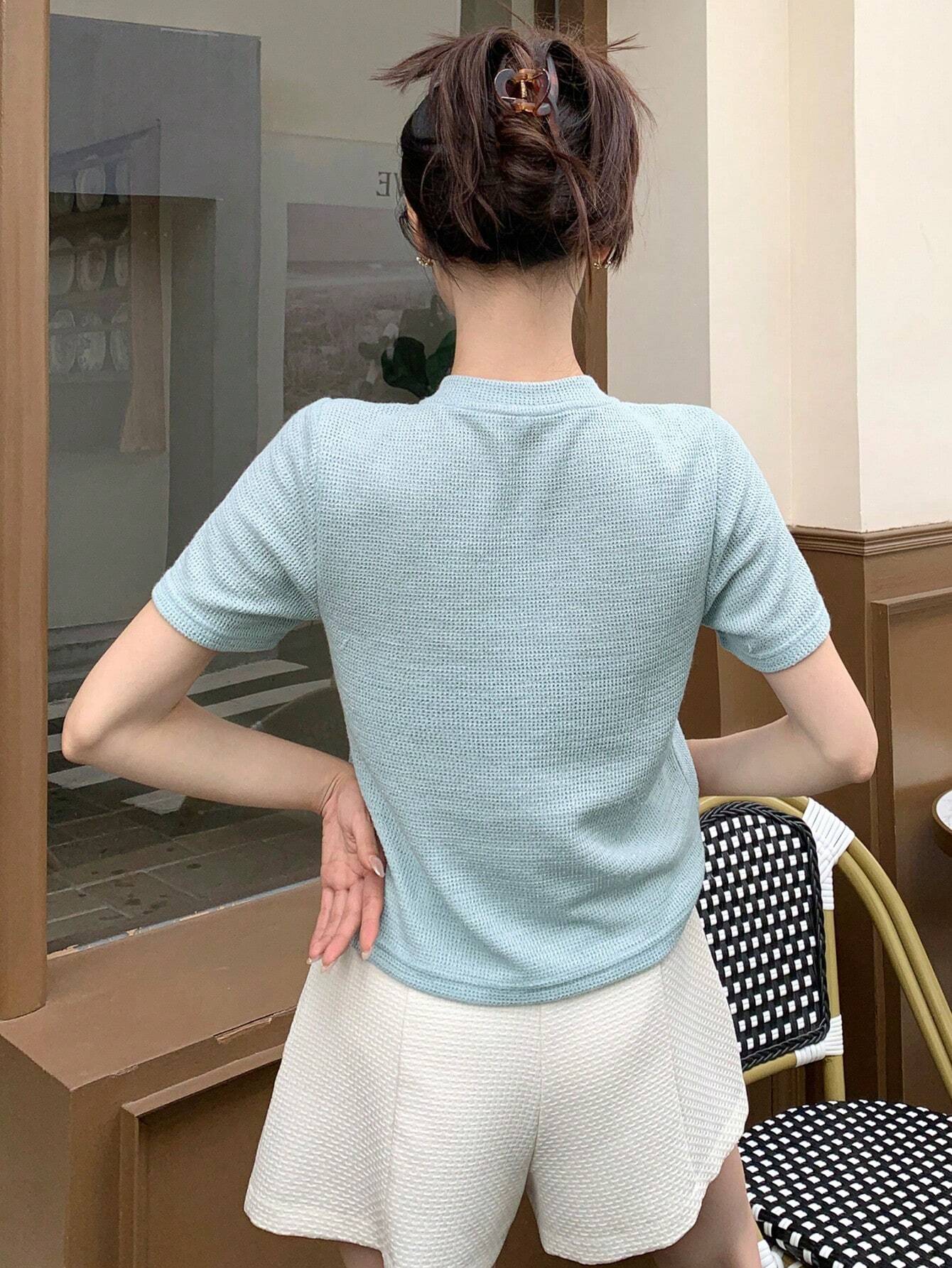 SHEIN DAZY Color-Block Pocket Tee