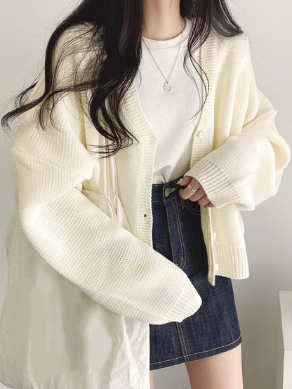SHEIN DAZY Drop Shoulder Button Cardigan