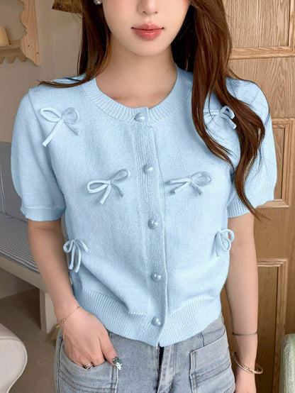 SHEIN DAZY Knit Bow Cardigan