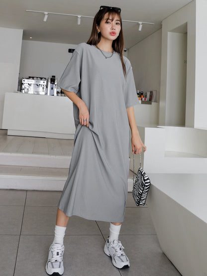 SHEIN DAZY Solid Drop Shoulder Tee Dress