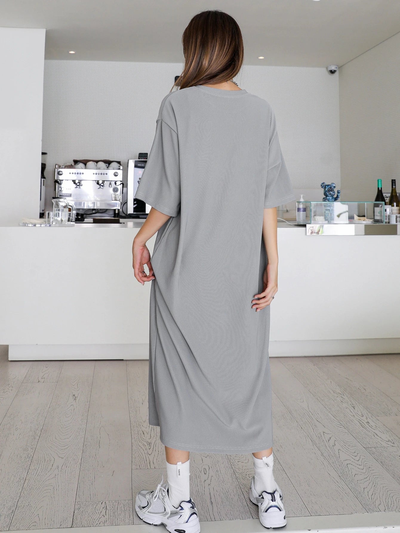 SHEIN DAZY Solid Drop Shoulder Tee Dress