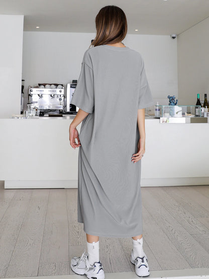 SHEIN DAZY Solid Drop Shoulder Tee Dress