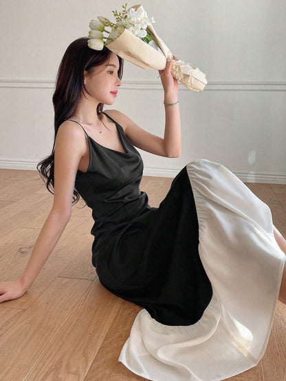 DAZY COLOR BLOCKING ASYMMETRICAL DRESS