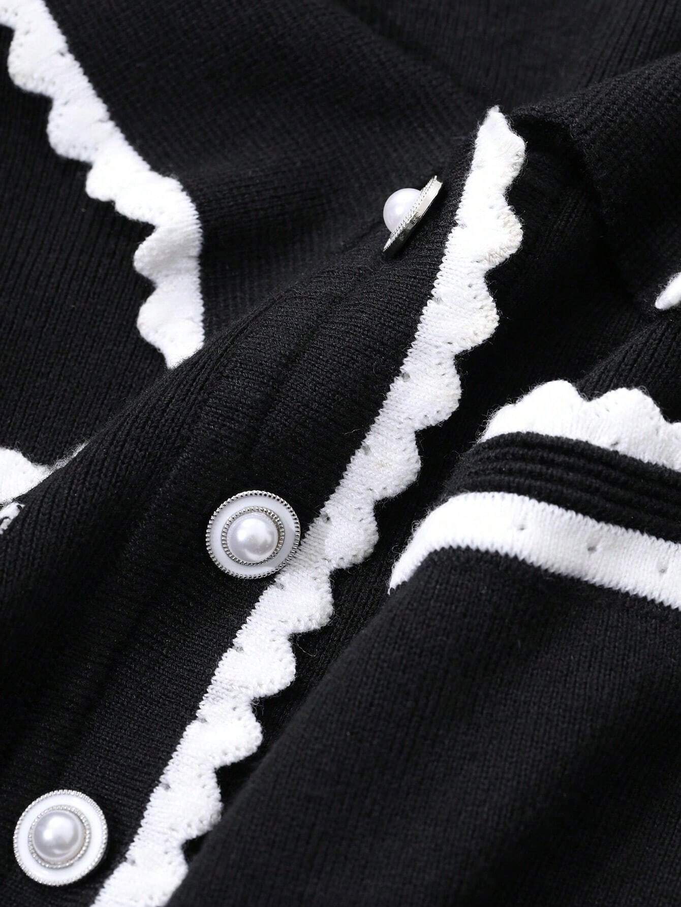 DAZY Colorblock Button Half-Placket Knit Sweater Dress