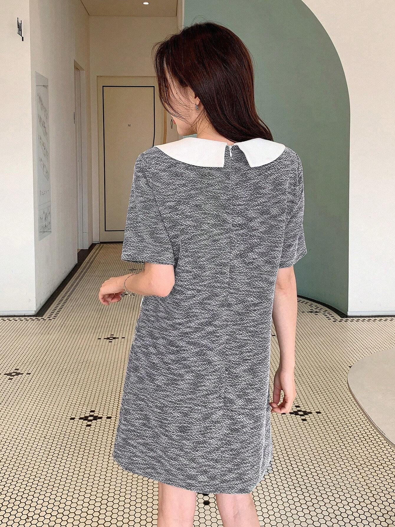 DAZY - Contrast Color Peter Pan Collar Mini Dress