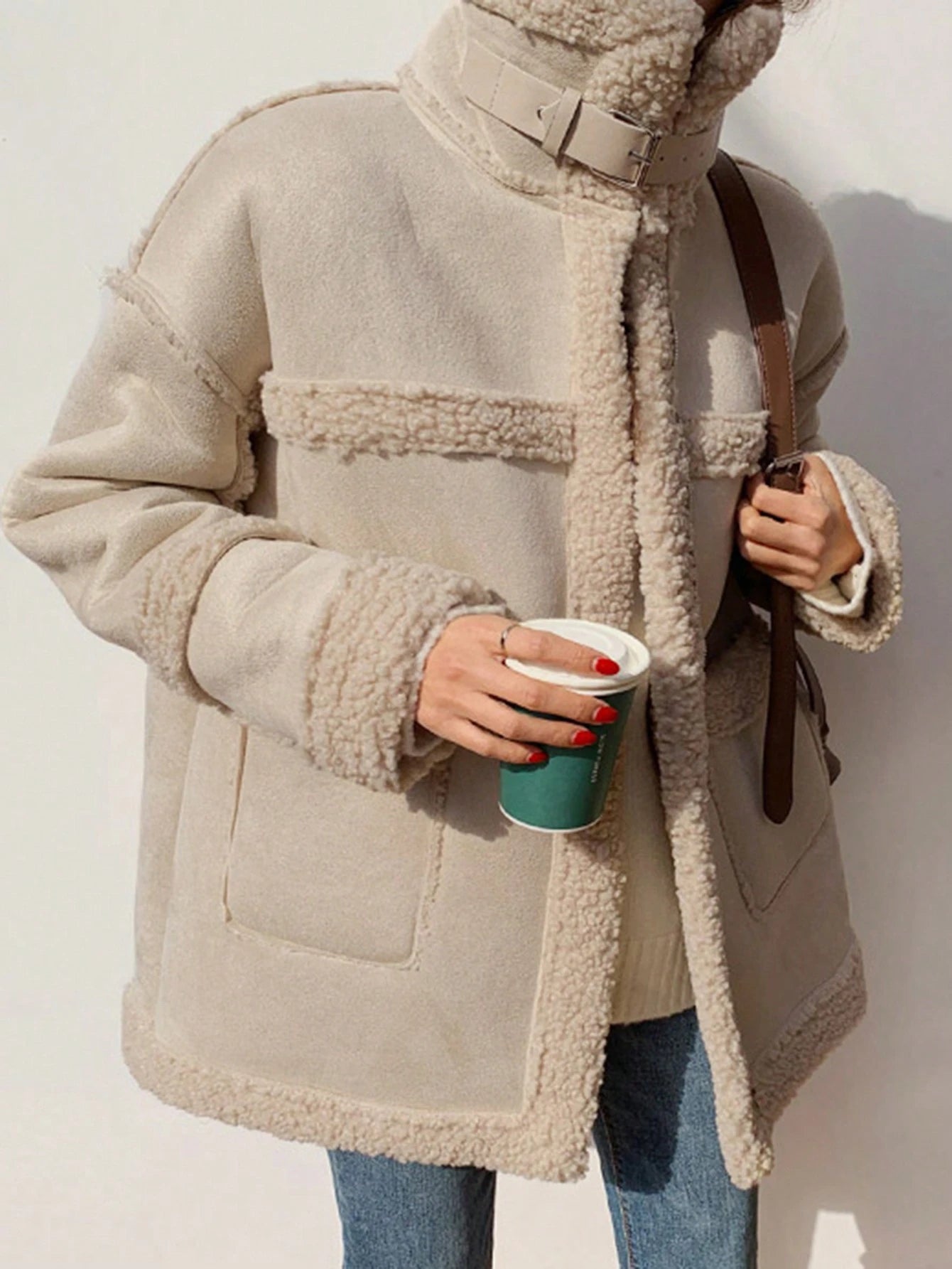 SHEIN DAZY Teddy Lined Winter Padded Coat