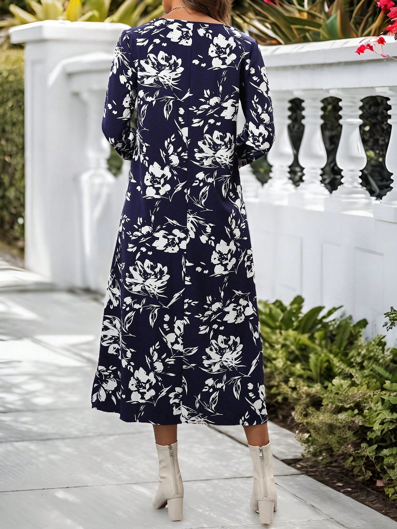 Shein Long Sleeve Floral Dress