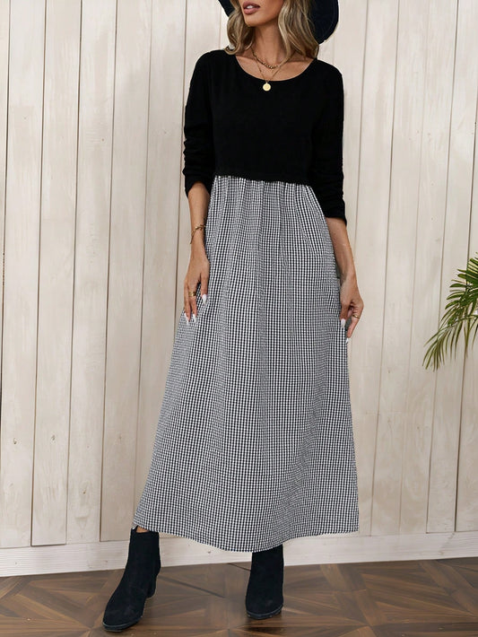 Shein Plaid Patchwork Casual Dress