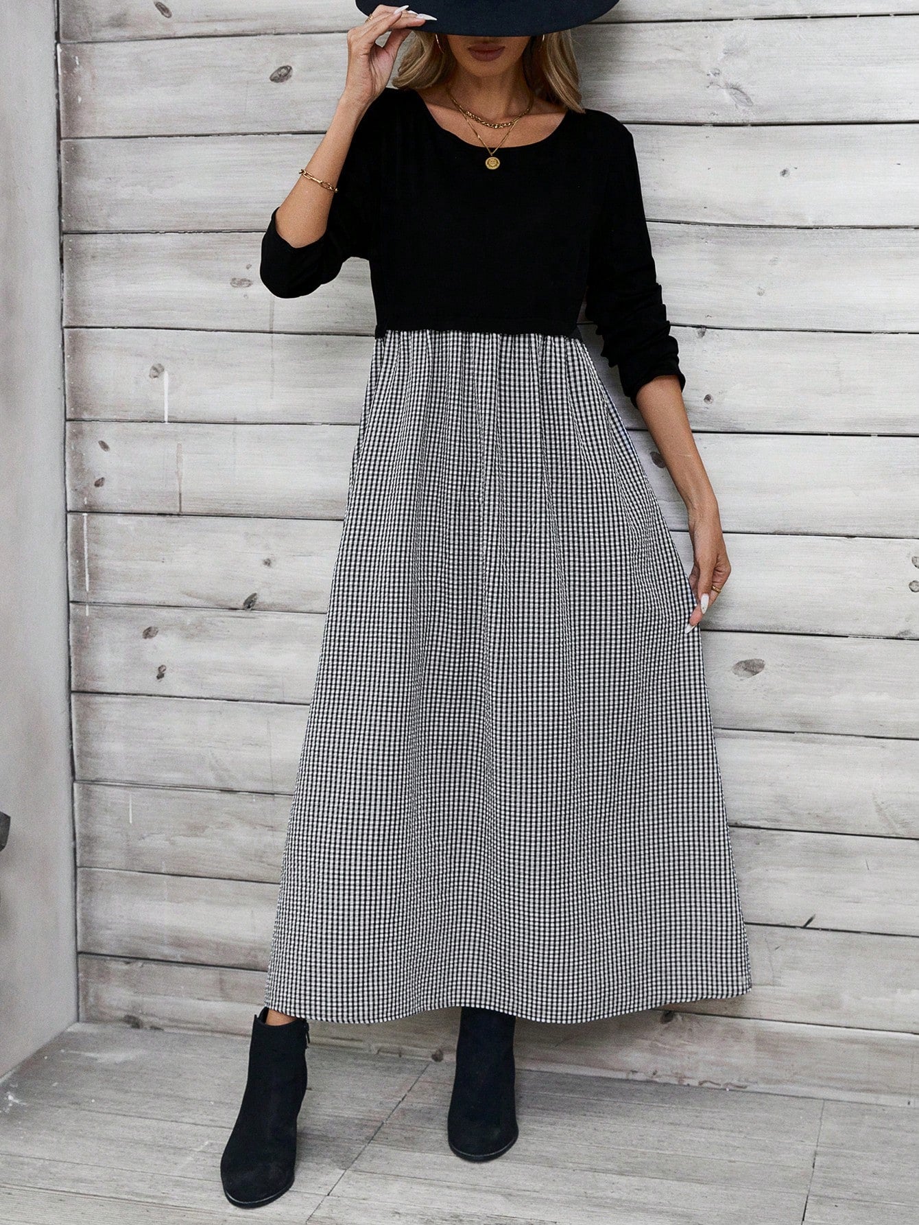 Shein Plaid Patchwork Casual Dress