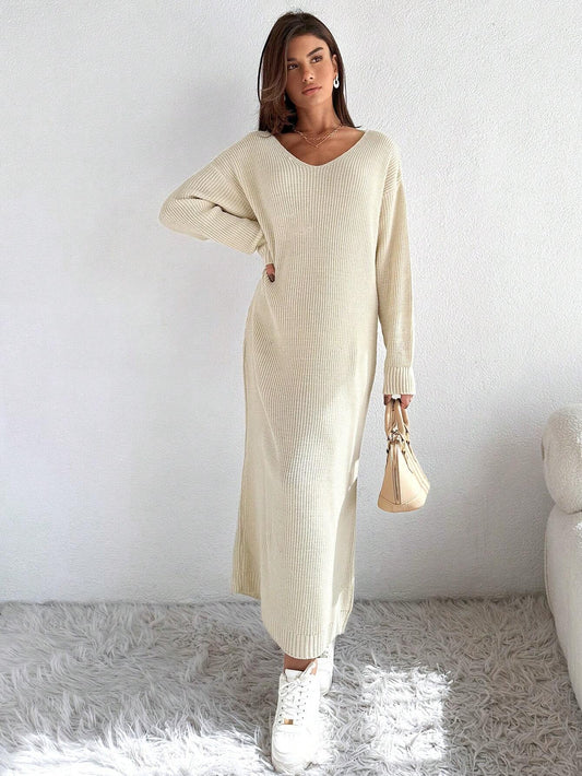 E U R M U S E — Back Satin Ribbon Knit Dress (over size)