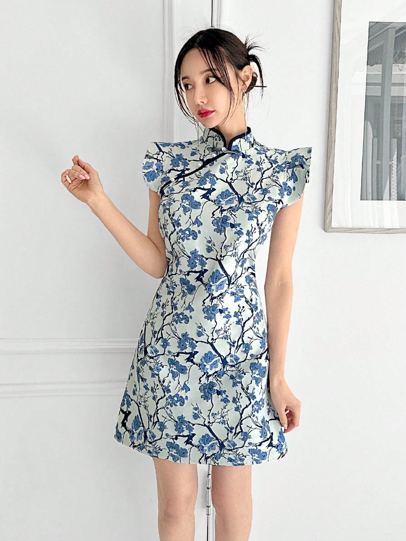 Shein Plum Blossom Qipao Dress