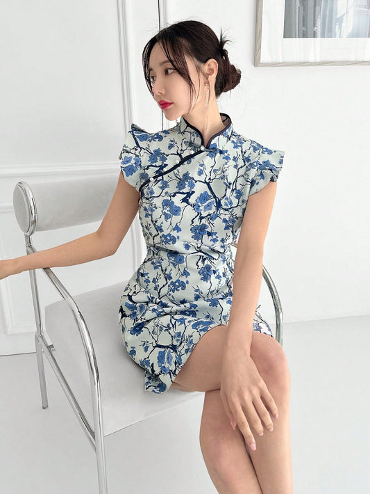 Shein Plum Blossom Qipao Dress