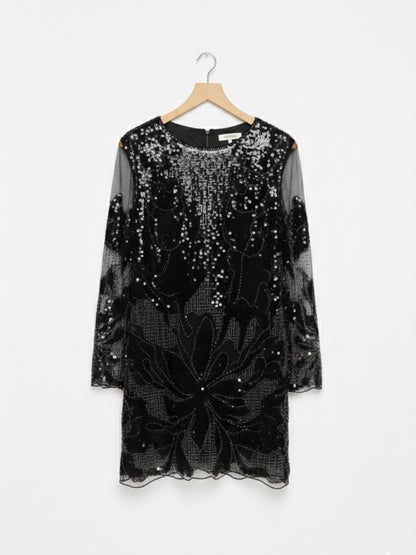 The Anewsta Midnight Beaded Mini Dress