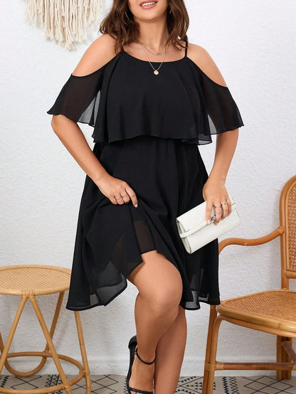 FLOURYN PLUS COLD SHOULDER DRESS