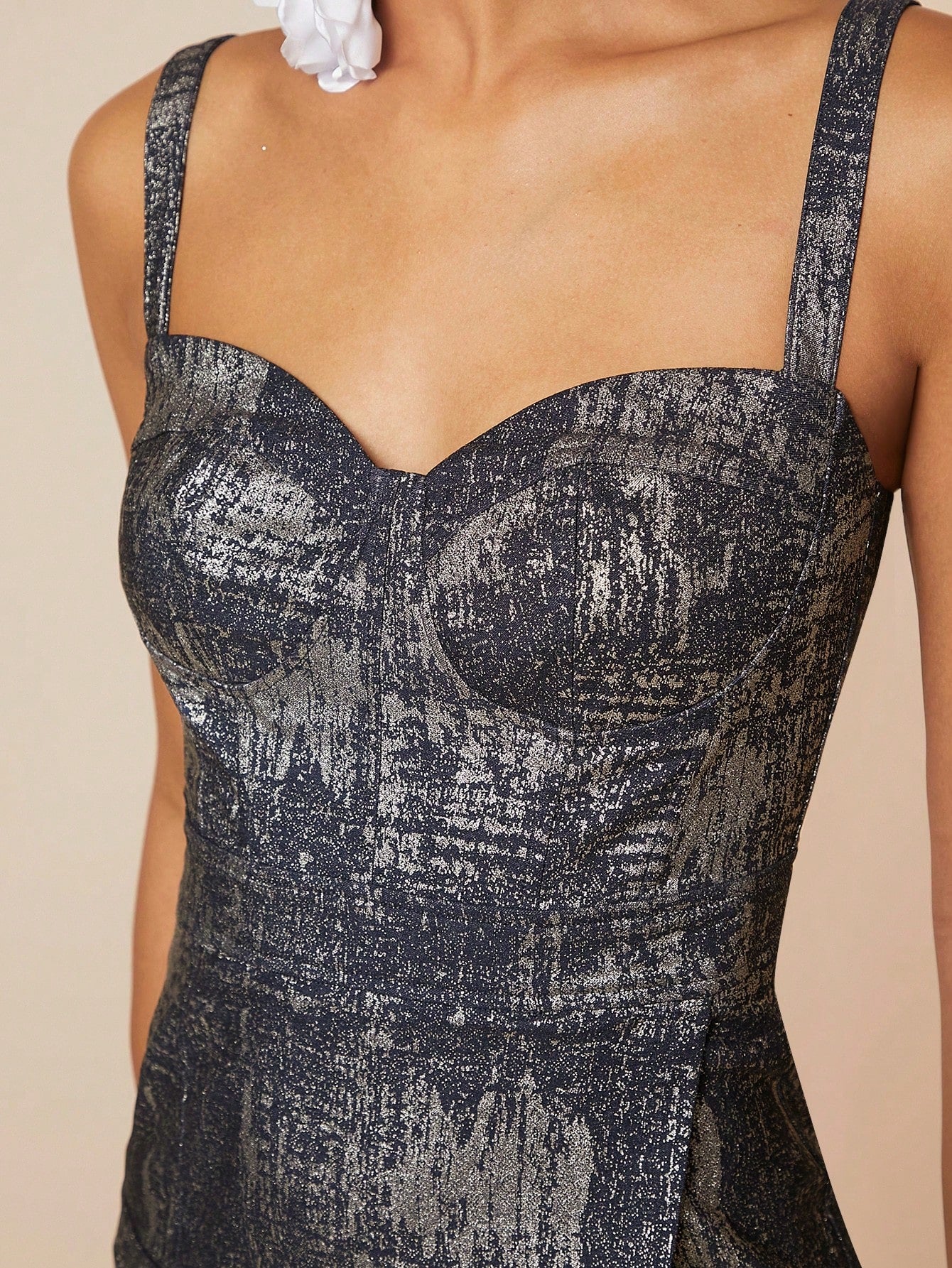 SHEIN HAUTURE METALLIC CUT-OUT MINI DRESS