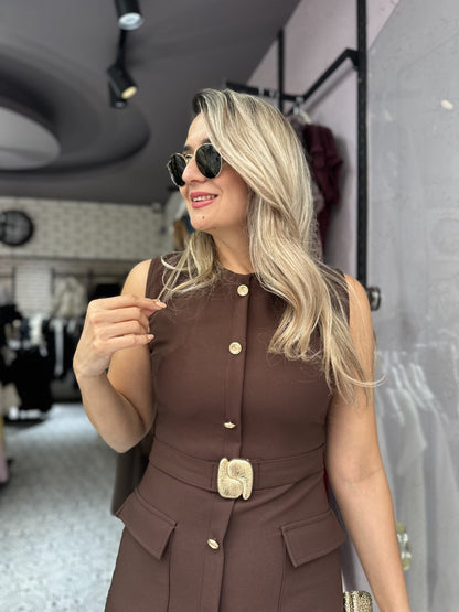 THE CHOCOLATE SIGNATURE BELTED MIDI DRESS