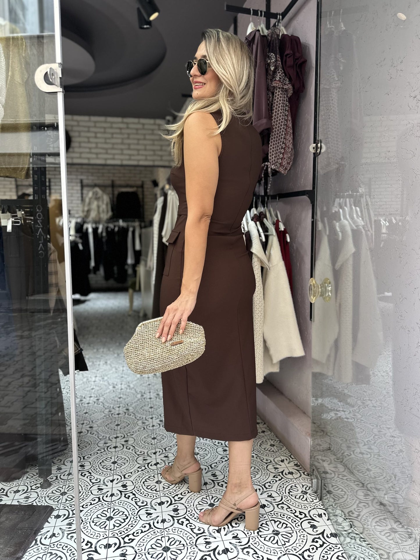 THE CHOCOLATE SIGNATURE BELTED MIDI DRESS
