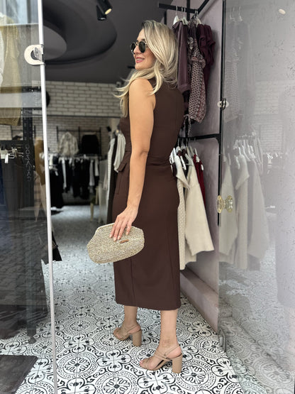THE CHOCOLATE SIGNATURE BELTED MIDI DRESS
