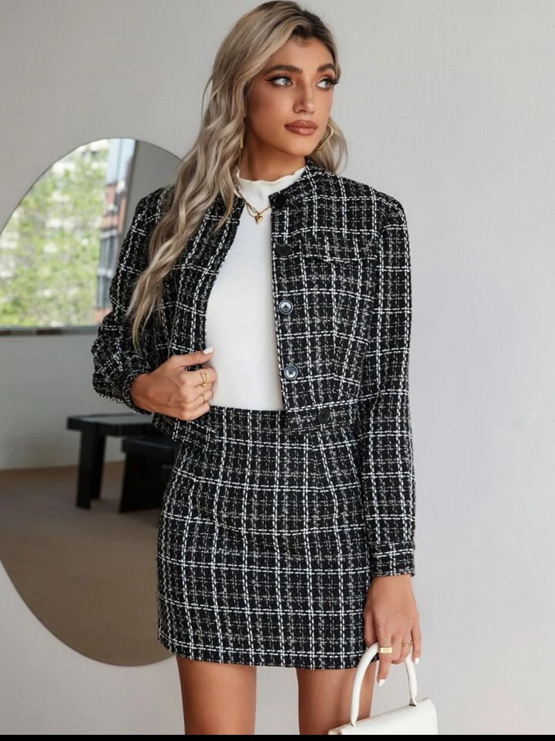 SHEIN Jacket only Plaid Button Front Jacket only - ZEBrand