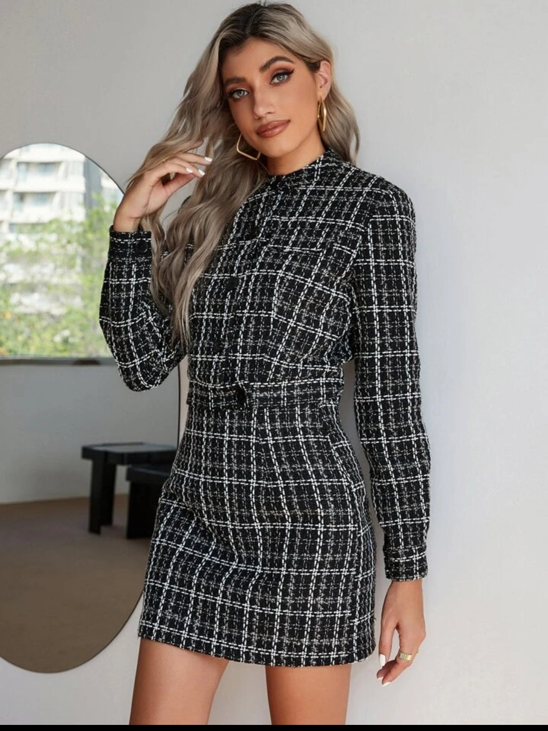 SHEIN Jacket only Plaid Button Front Jacket only - ZEBrand