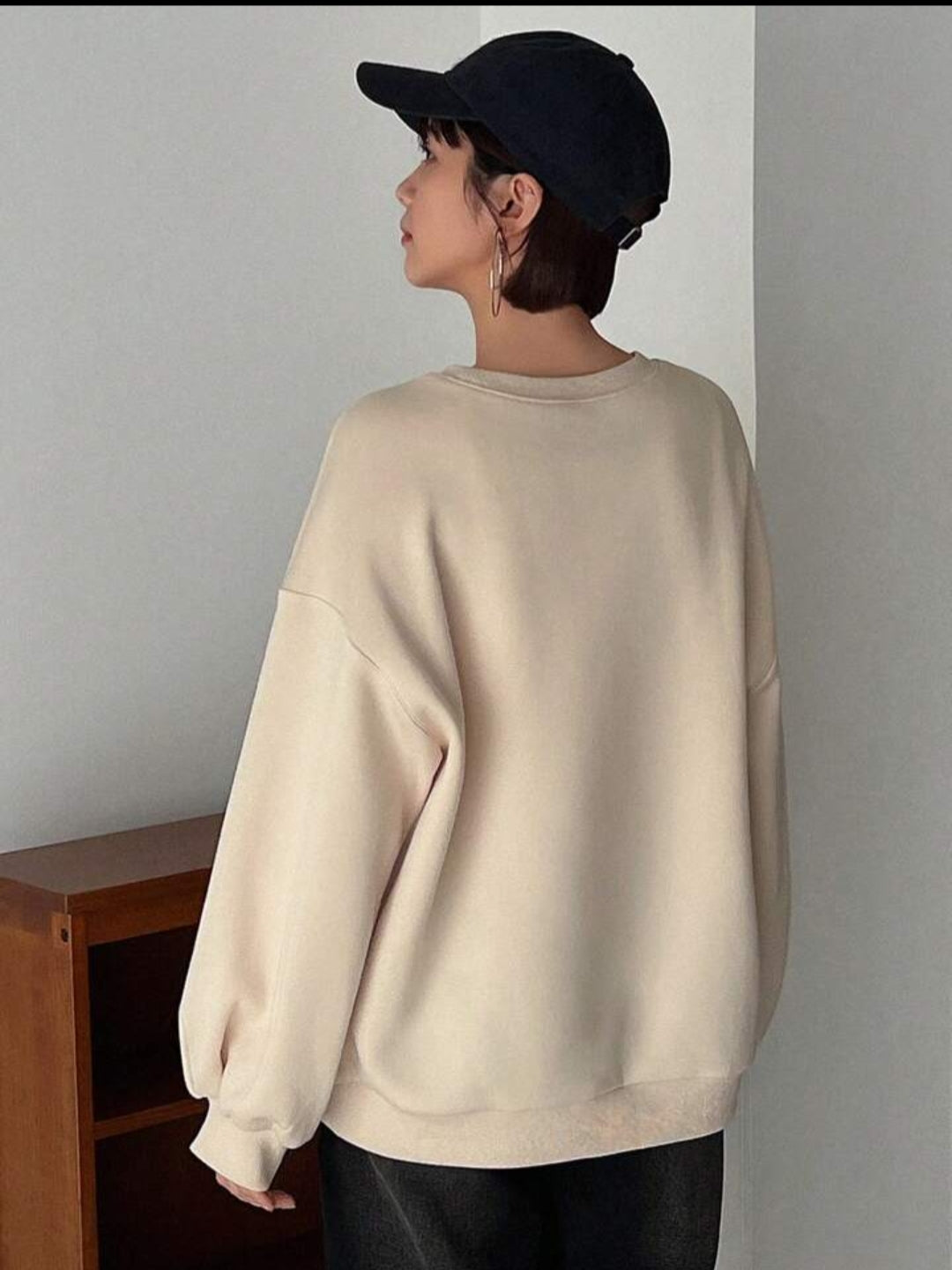 FRIFUL  Round Neck Drop Shoulder Long Sleeve Sweatshirt - ZEBrand