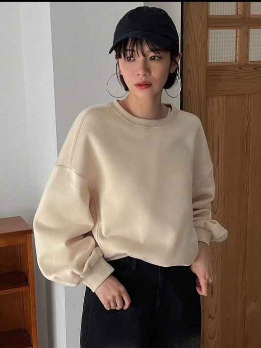 FRIFUL  Round Neck Drop Shoulder Long Sleeve Sweatshirt - ZEBrand