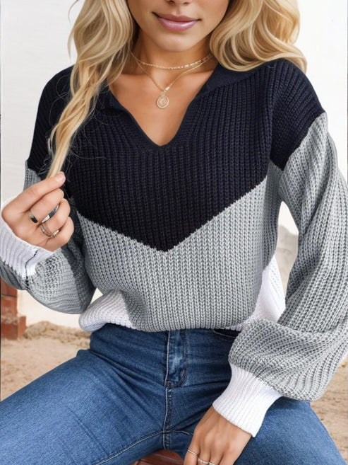 Charcoal Color Block Knit Sweater