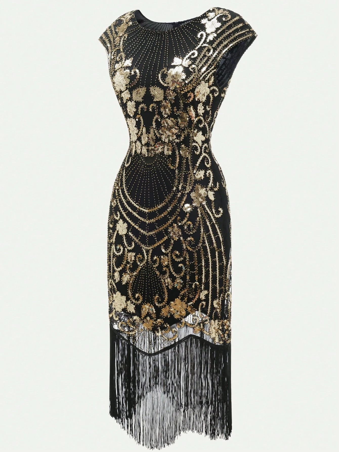 VINTAGE 1920s SEQUIN & FRINGE DRESS