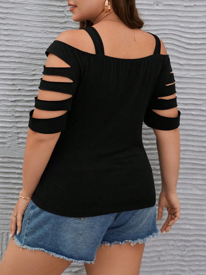 Plus Cold Shoulder Cut Out Tee