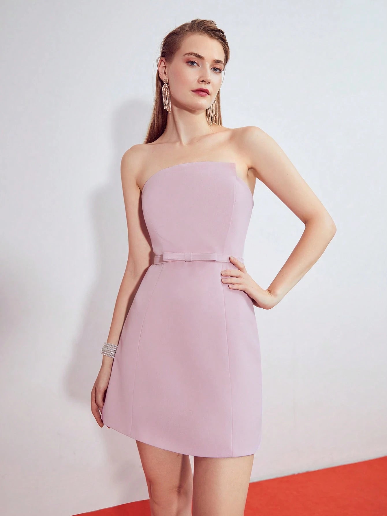 MOTF PREMIUM BOW BELT TUBE DRESS