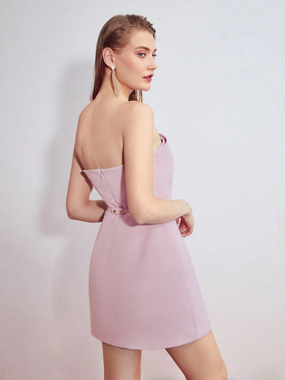 MOTF PREMIUM BOW BELT TUBE DRESS