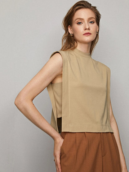MOTF THE TAUPE SCULPT BOXY SLEEVELESS TOP